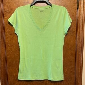 Massini Vibrant Green V-Neck Women's Top